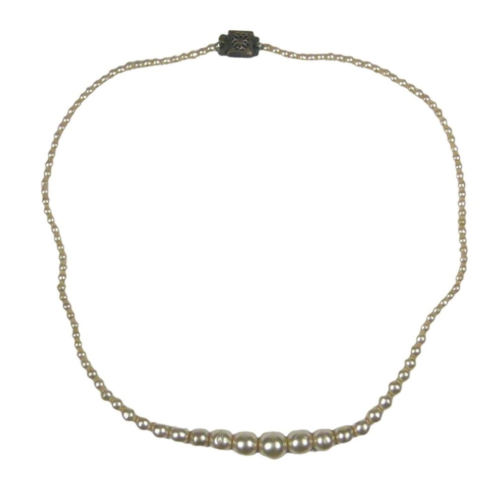 Imitation Pearl Necklace Choker 16 inch Strand Beaded Box Clasp Retro vintage